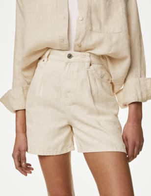 Denim Pleat Front Shorts - TW