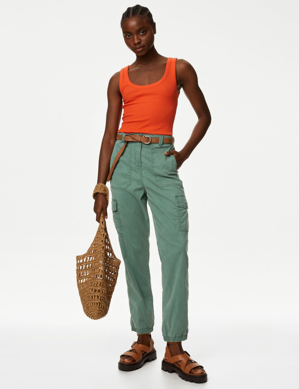 Lyocell Rich Cargo Tea Dyed Trousers image 1
