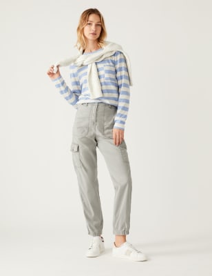 

Womens M&S Collection Cargohose mit hohem Lyocell-Anteil und Teefärbung - Light Grey, Light Grey