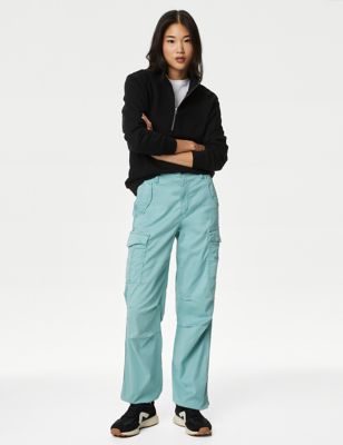 

Womens M&S Collection Lyocell™ Rich Cargo Straight Leg Trousers - Mid Blue, Mid Blue
