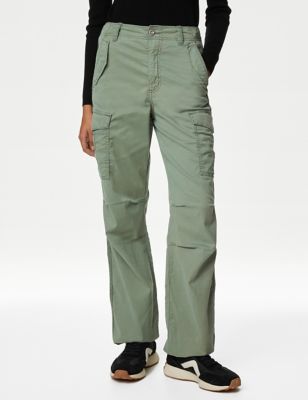 

Womens M&S Collection Lyocell™ Rich Cargo Straight Leg Trousers - Bright Sage, Bright Sage