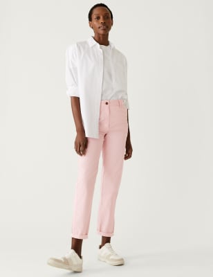 

Womens M&S Collection Cotton Rich Striped Slim Fit Chinos - Pink Mix, Pink Mix