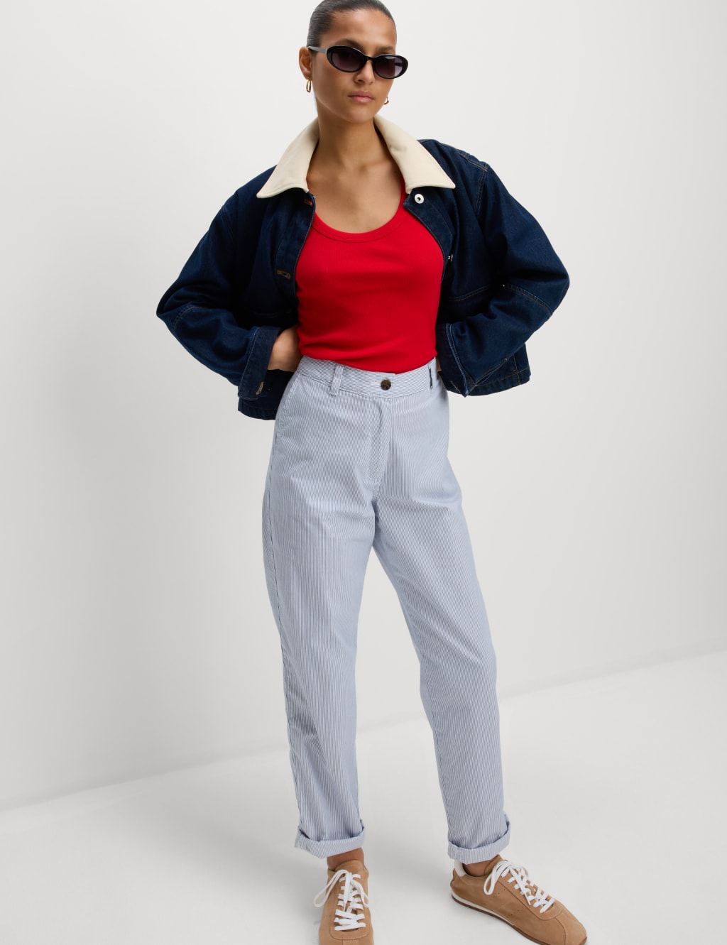 Summer pockets striped best sale casual capri pants