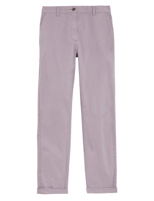 

Womens M&S Collection Cotton Rich Tea Dyed Slim Fit Chinos - Light Purple, Light Purple