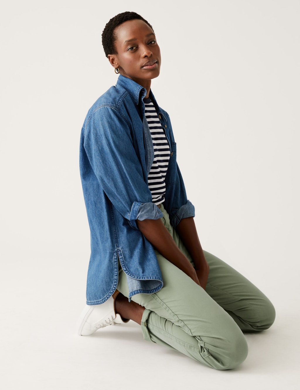 Cotton Rich Tea Dyed Slim Fit Chinos image 1