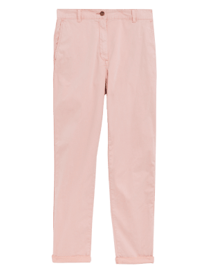 

Womens M&S Collection Cotton Rich Tea Dyed Slim Fit Chinos - Dusted Pink, Dusted Pink