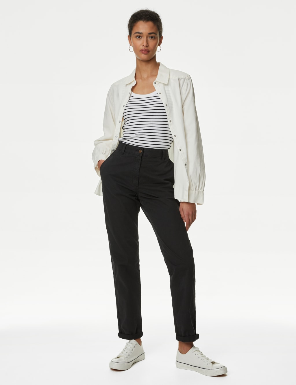 Dunnes Stores  Black Pull On Stretch Crop Trousers