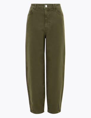 

Womens M&S Collection High Waisted Balloon Jeans - Khaki, Khaki