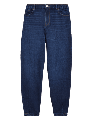 

Womens M&S Collection Elasticated High Waisted Balloon Leg Jeans - Dark Indigo, Dark Indigo