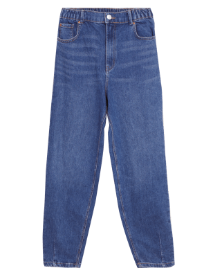 

M&S Collection Jeans de pierna globo de cintura alta elásticosWomens - Light Indigo, Light Indigo