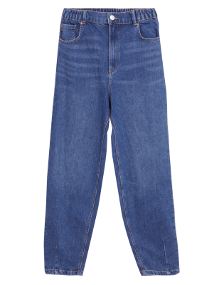 

Womens M&S Collection Elasticated High Waisted Balloon Leg Jeans - Light Indigo, Light Indigo