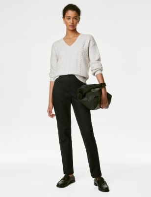 

Womens M&S Collection Schmal geschnittene Chinohose mit hohem Baumwollanteil und Cool Comfort™ - Black, Black