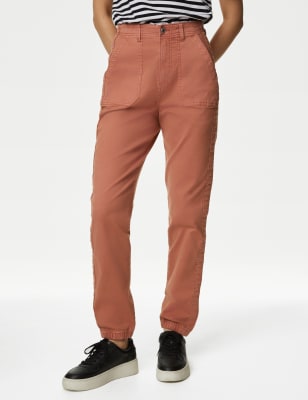 

Womens M&S Collection Cotton Blend Slim Fit Ankle Grazer Joggers - Terracotta, Terracotta