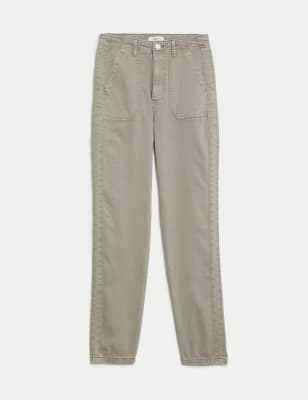 Cotton Rich Brushed Wide Leg Joggers, M&S Collection