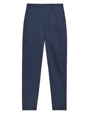 M&S Womens Cotton Rich Tapered Chinos