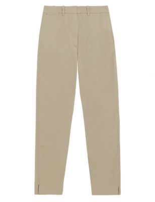 Womens M&S Collection Cotton Rich Tapered Chinos - Coffee