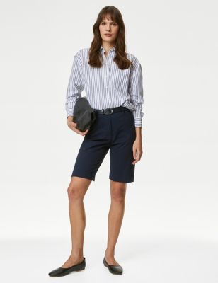 

Womens M&S Collection Cotton Rich High Waisted Chino Shorts - Midnight Navy, Midnight Navy