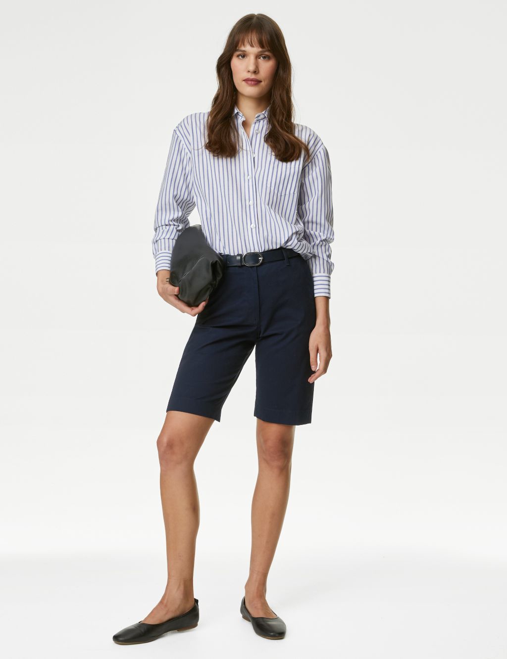 Buy Comfy Print Navy Blue Cotton Bermuda Shorts For Women Plus