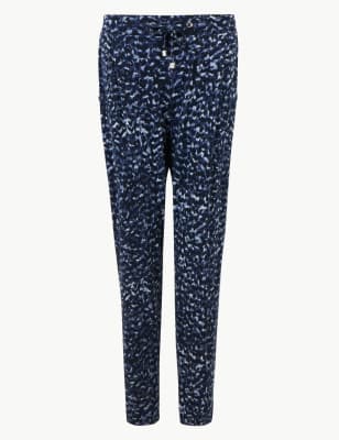 Printed Jersey Ankle Grazer Peg Trousers | M&S Collection | M&S