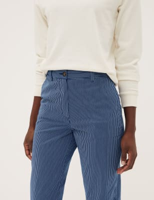 

Womens M&S Collection Knöchellange, schmal zulaufende Chinos mit hohem Baumwollanteil - Navy Mix, Navy Mix