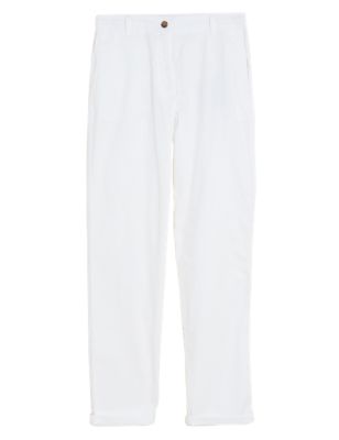 

Womens M&S Collection Cotton Rich Tapered Ankle Grazer Chinos - Soft White, Soft White