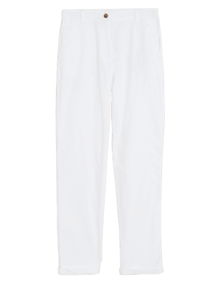 

Womens M&S Collection Cotton Rich Tapered Ankle Grazer Chinos - Soft White, Soft White