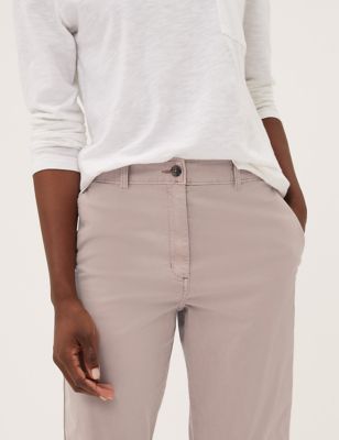 

Womens M&S Collection Cotton Rich Tapered Ankle Grazer Chinos - Dusted Pink, Dusted Pink