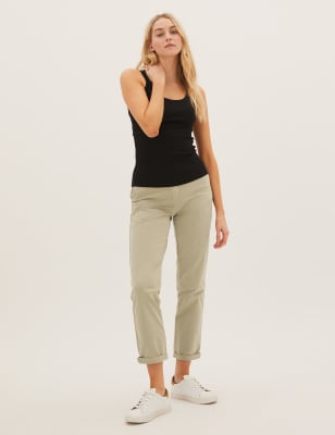 

M&S Collection Chinos tobilleros tapered de algodónWomens - Natural Beige, Natural Beige