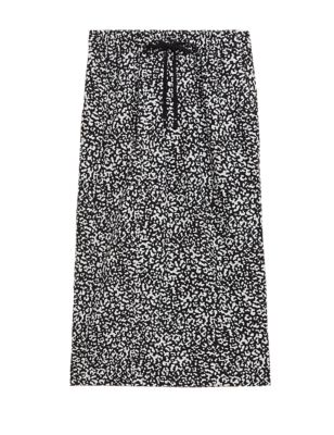 

Womens M&S Collection Linen Blend Midi Skirt - Black Mix, Black Mix