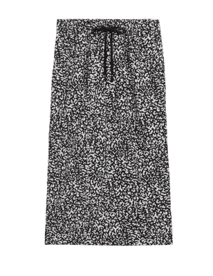 

Womens M&S Collection Linen Blend Midi Skirt - Black Mix, Black Mix