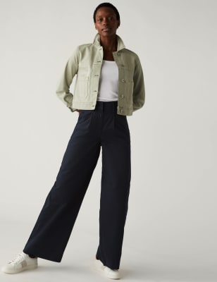 Pure Cotton Slouchy Wide Leg Chinos | M&S AU