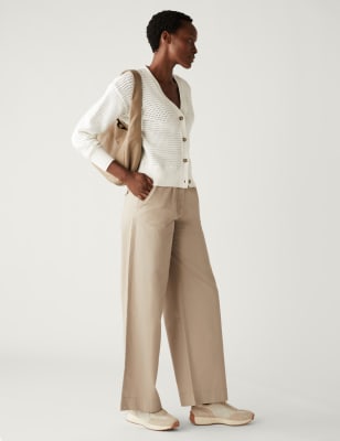 

M&S Collection Chinos 100% algodón de pata ancha holgadosWomens - Sand, Sand
