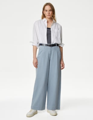 Lyocell™ Blend Pleated Wide Leg Trouser