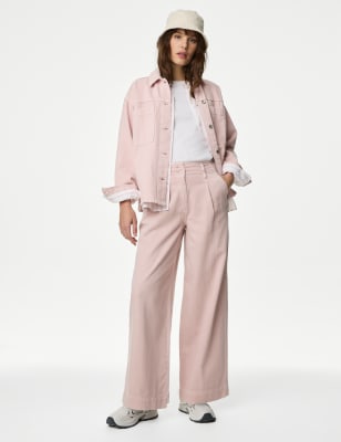 Lyocell™ Blend Pleated Wide Leg Trouser