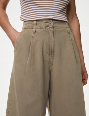 

M&S Collection Pantalón de pata ancha con pinzas con Lyocell™Womens - Mocha, Mocha