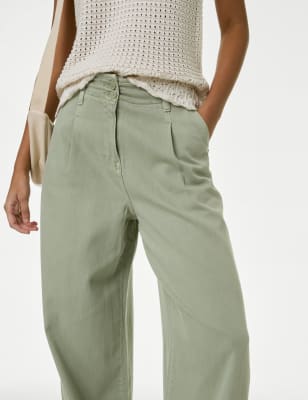 Lyocell™ Blend Pleated Wide Leg Trouser - CA