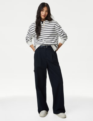 Cotton Rich Cargo High Waisted Trousers