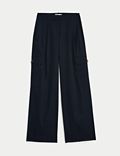 Cotton Rich Cargo High Waisted Trousers