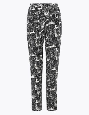 

Womens M&S Collection Jersey Palm Print Tapered Trousers - Black Mix, Black Mix