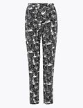 Παντελόνι Ζέρσεϊ με print με φοίνικες με μπατζάκια που στενεύουν προς τα κάτω
