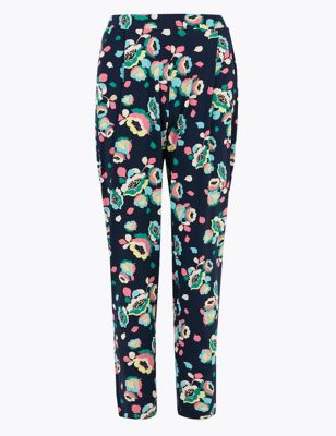 Jersey Floral Tapered Peg Trousers | M&S Collection | M&S