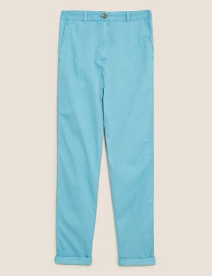 

Womens M&S Collection Schmal zulaufende, knöchellange Chinohose aus reiner Baumwolle - Medium Turquoise, Medium Turquoise