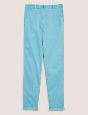 

Womens M&S Collection Pure Cotton Tapered Ankle Grazer Chinos - Medium Turquoise, Medium Turquoise