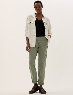 

Womens M&S Collection Pure Cotton Tapered Ankle Grazer Chinos - Khaki, Khaki