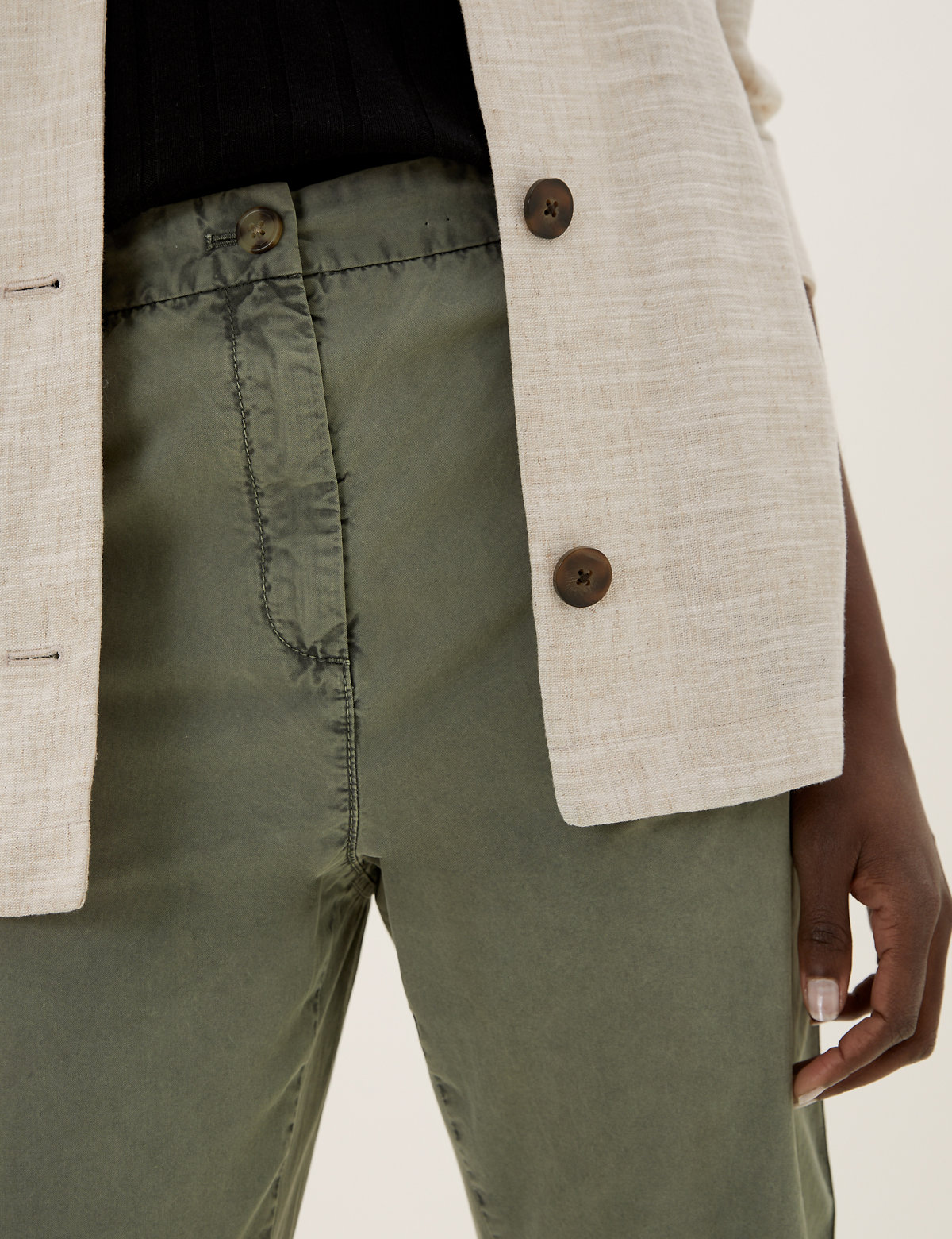 Pure Cotton Tapered Ankle Grazer Chinos