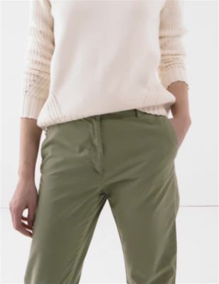 M&S Womens Pure Cotton Tapered Ankle Grazer Chinos