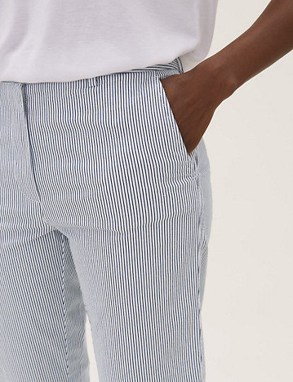 Cotton Rich Striped Tapered Chinos