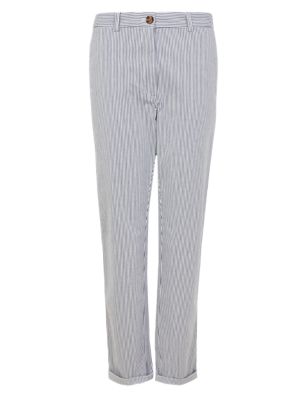 M&S Womens Cotton Rich Striped Tapered Chinos