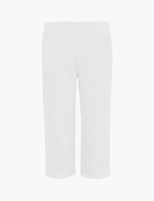 Kort model joggingbroek rechte pasvorm en hoge taille