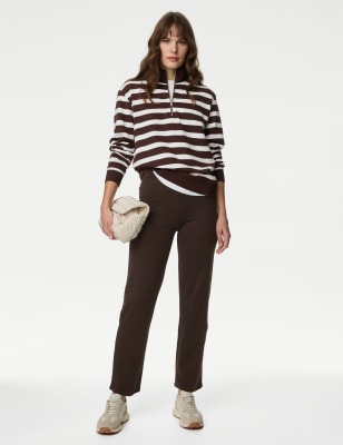 Marks And Spencer Womens M&S Collection Cotton Rich Straight Leg Joggers - Bitter Chocolate, Bitter Chocolate